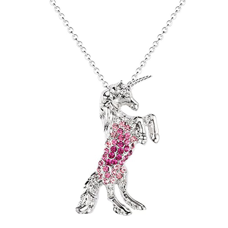 Wholesale Ballerina Girl Unicorn Rainbow Mermaid Pendant Sweater Necklace